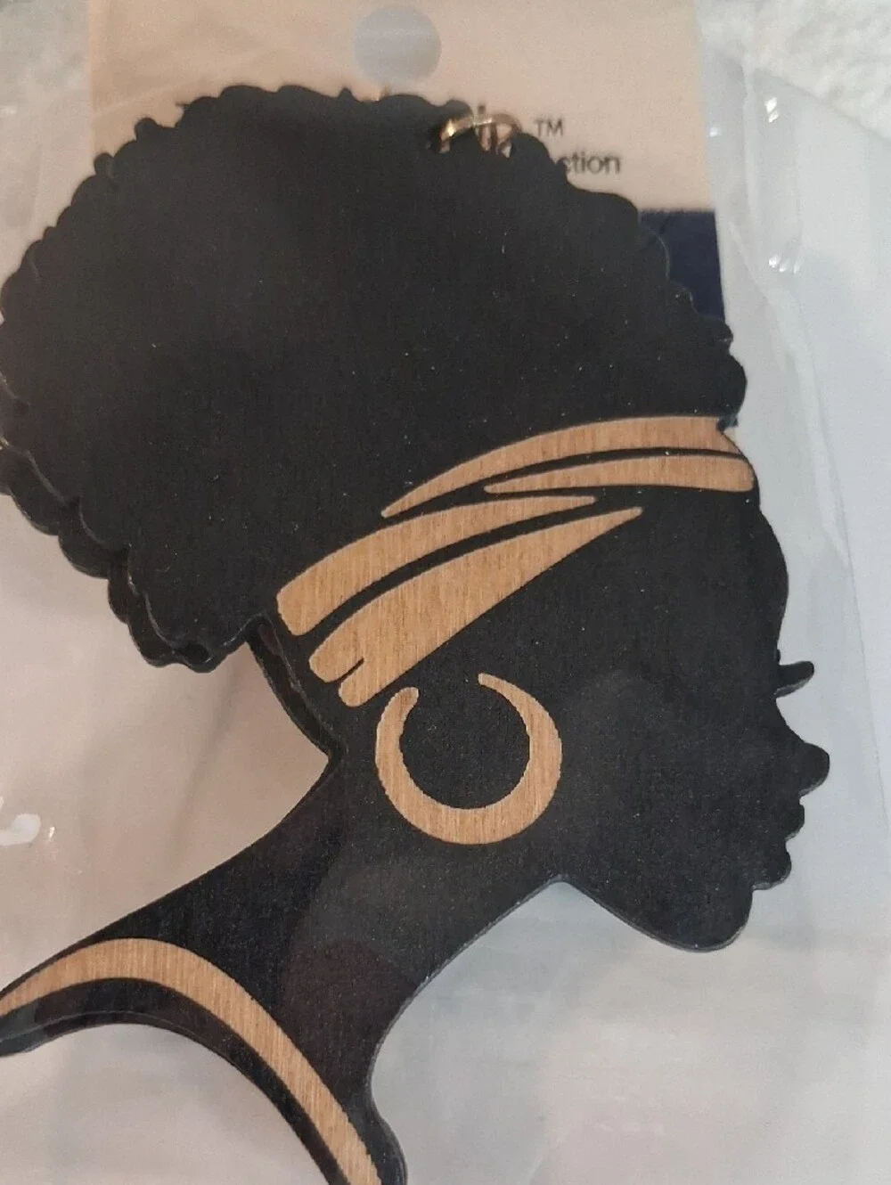 Black Afro Silhouette Wood Earrings
